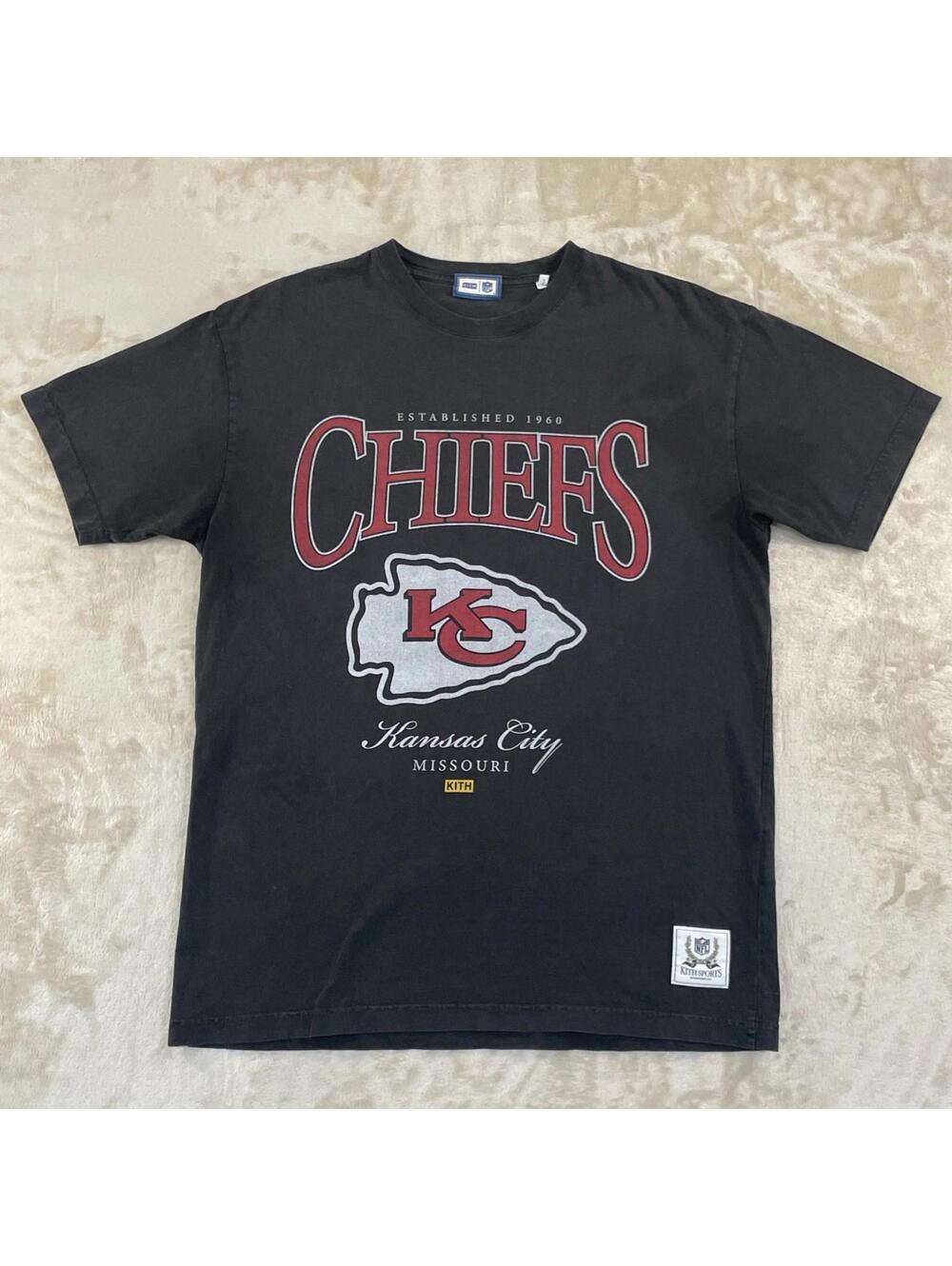 Kith Sports x NFL Chiefs 2023 Vintage Tee NFL Black T-Shirt Men’s Size Small EUC